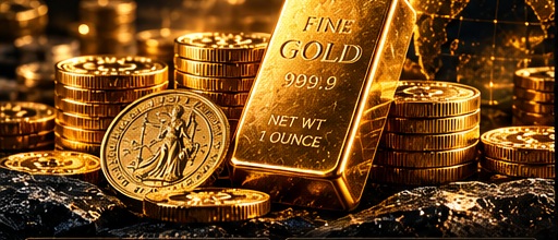 Gold bullion bars and coins in a premium Solent Bullion educational scene